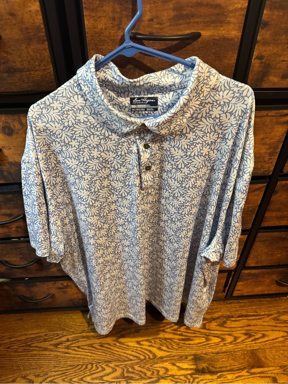 Hogan Blue Floral-Print Men's Polo Shirt 3XL